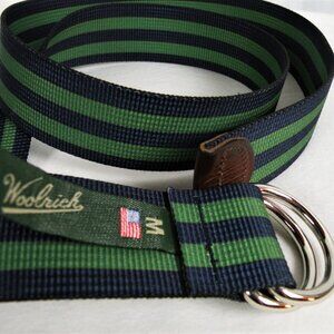 Woolrich Green and Blue Striped Belt